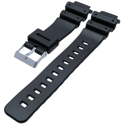 Image of Black Rubber Watch Strap Compatible With Casio G Shock 16mm (25mm Overall)