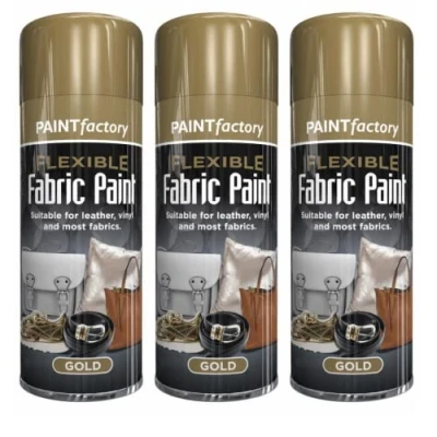 Image of Gold Spray Paint Fabric Leather Art Vinyl &amp; Crafts Flexible 200ml (10 Cans)