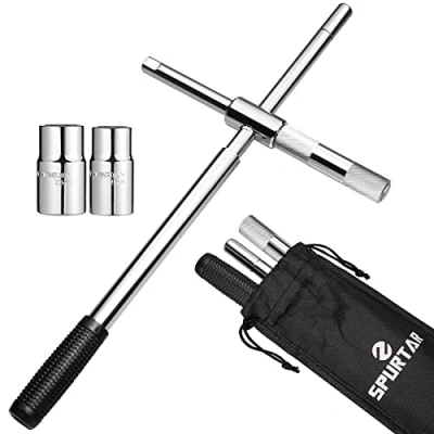 Image of Spurtar 25&quot; Wheel Brace Extended Nut Wrench Car Wrench, 4 Way Locking Removal Tool with 17mm / 19mm and 21mm 23mm Sockets