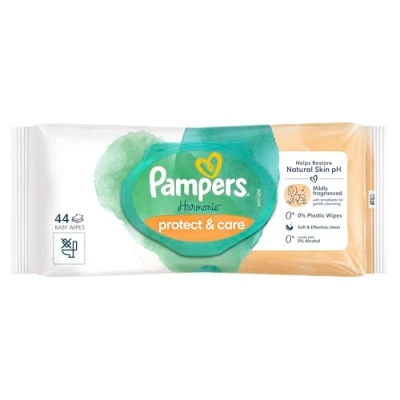 Image of Pampers Harmonie Protect &amp; Care Wipes Plastic Free 44s