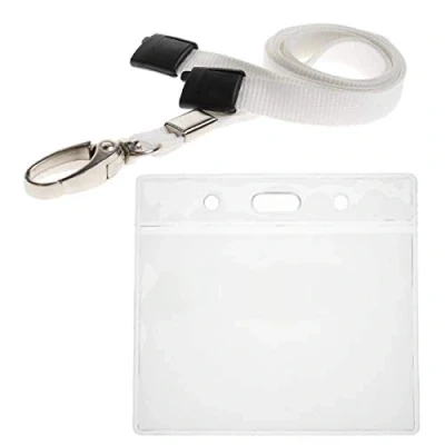 Image of ALG ID Cards® White Card Badge Wallet Lanyard Neck Strap with Metal Clip &amp; Safety Breakaway Release for Pass Holder