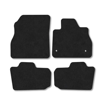 Image of Car Mats Compatible with Nissan Leaf (2010 2018) Tailored Fit Black Carpet Floor Set Accessory Custom 4 Pieces Anti Slip Backing &amp; Binding Trim Edge