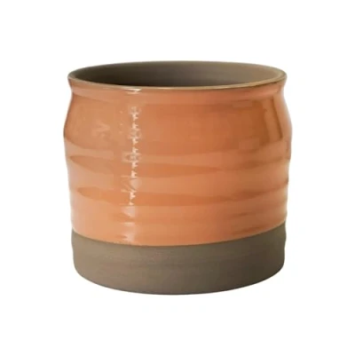 Image of Ivyline Puro Lipped Gloss Ripple Planter in Peach Premium Stoneware Textured Ceramic Indoor Pot for Houseplants H19cm x D21cm