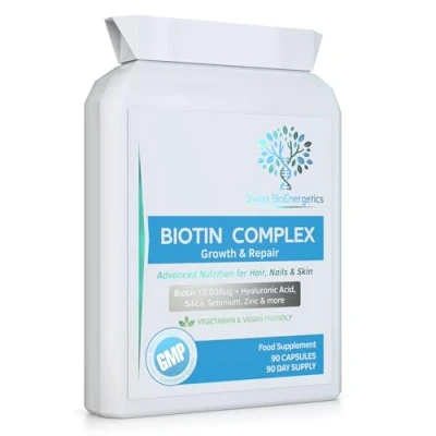 Image of Biotin Complex Growth &amp; Repair 3 Month Supply Advanced Nutrition for Hair, Nails Skin Balanced Formula of D Biotin, Silica, Hyaluronic Acid, Selenium, Zinc, Iron Copper Plus VIT C UK Made