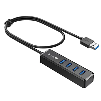 Image of SmartQ H302S USB 3.0 Hub for Laptop with 2ft Long Cable, Multi Port Expander, Fast Data Transfer Splitter Compatible Windows PC, Mac, Printer, Mobile HDD
