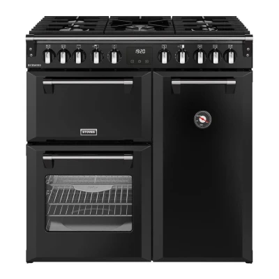Image of STOVES Richmond 90DF 90 cm Dual Fuel Range Cooker Black &amp; Chrome, Black,Silver/Grey