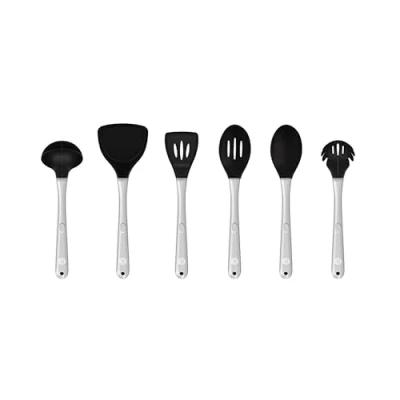 Image of Good Food in partnership with TOWER GF832252 Create Delicious Meals for The Whole Family Using This Versatile 6 Piece Utensil Set, Silicone, Stainless Steel, Black