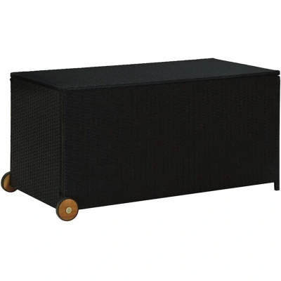 Image of vidaXL Garden Storage Box Black 120x65x61 cm Poly Rattan