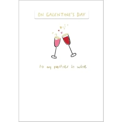 Image of Funny Galentines Card My Partner in Wine Fun for Girlfriends Made UK