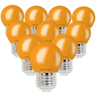 Image of SINCELIGHT E27 LED ORANGE Coloured Bulbs 1W Festive Decorative Garden Party Light,Pack of 10