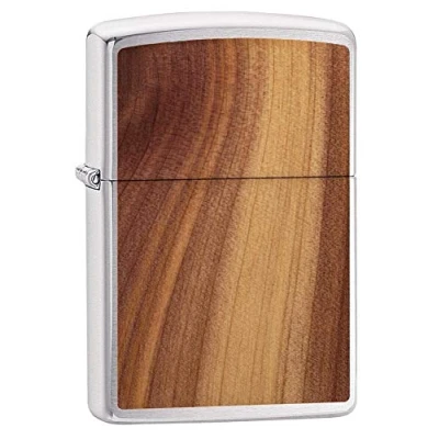 Image of Zippo Windproof Lighter Woodchuck Brushed Chrome Finish Refillable for Lifetime Use Adjustable Flame Gift Box Metal Construction Made in USA