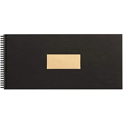 Image of Clairefontaine Ref 8372C Kraft Wirebound Drawing &amp; Art Pad (60 Sheets) A4 (297 x 210mm) Size, 90gsm Paper, Smooth Side Ribbed Black Cover