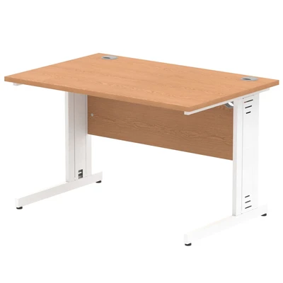 Image of Impulse 1200/800 Rectangle White Cable Managed Leg Desk Oak MI002723