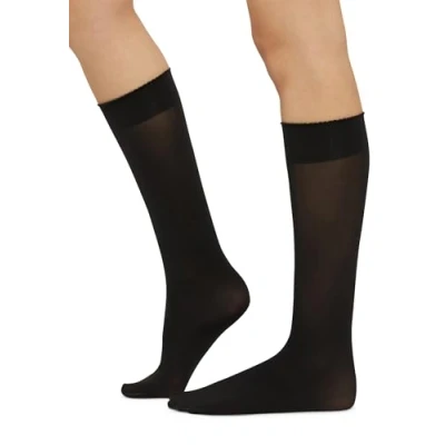 Image of Wolford Women&#039;s Velvet de Luxe 50 Knee Highs Tights, DEN, Black, Small (Size: S)