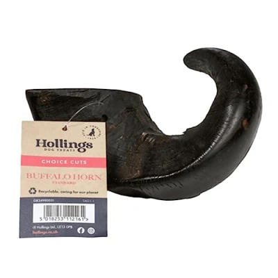 Image of Hollings Buffalo Horn Standard Dog Treat, 100% Natural Grain Free Chew Treat for Adult Dogs, High in Protein and Naturally Low Fat (1 Pack)