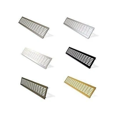 Image of Aluminium Air Vent Grille/Cooker Cabinet Vent/Under Cupboard Heater Grilles (Silver, 100mm x 400mm)