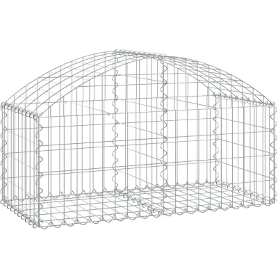 Image of vidaXL Arched Gabion Basket 100x50x40/60 cm Galvanised Iron Garden Barrier and Decorative Wall Weather Resilient &amp; Easy Assembly Silver