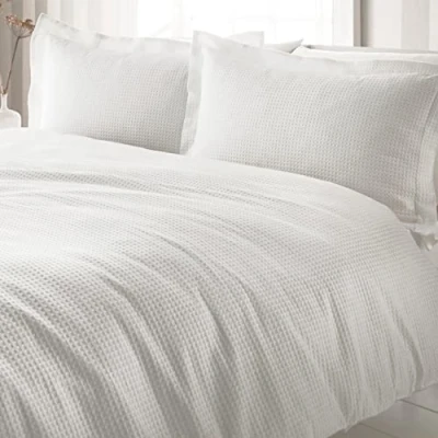Image of The Linen Yard Waffle Texture Cotton Duvet Cover Set