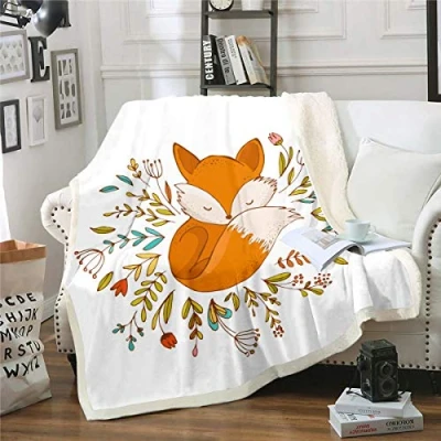 Image of Fox Blankets and Throws for Kids Boys Girls Cartoon Print Blanket 3D Animal Pattern Fleece Luxury Safari Throw Blanketfor Couch Bed Sofa Sherpa Baby 30&quot;x40&quot;