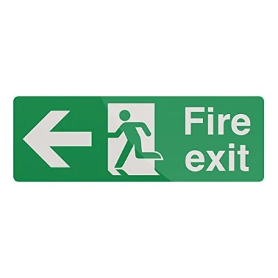 Image of Fixman 292166 Self Adhesive Fire Exit Left Arrow Sign 400 x 150mm
