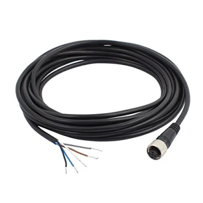 Image of sourcingmap® M12 Female Straight 5 Pins Connector Aviation Socket Electrical Cable 5M Gray