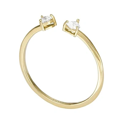 Image of Fossil Women&#039;s Ring, Harlow Linear Texture Gold Tone Stainless Steel Wrap Ring