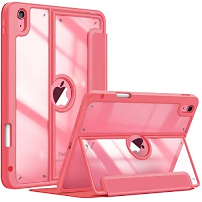 Image of Fintie Clear Case for iPad 10th Generation 10.9 Inch Tablet (2022 Release) Multiple Angles Viewing Shockproof Soft TPU Cover with Transparent Back Shell &amp; Pencil Holder, Watermelon