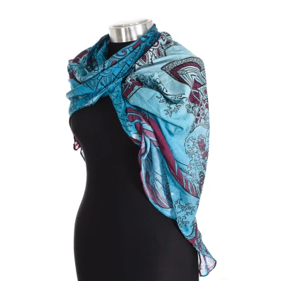 Image of Buff Bandana with printed design made of light and soft fabric 111000 unisex Turquoise One Size