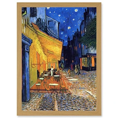 Image of Artery8 Vincent Van Gogh Cafe Terrace At Night Place Du Forum Arles 1888 A4 Artwork Framed Wall Art Print