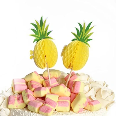 Image of 50PCS Hawaiian Cocktail Drink Umbrellas Picks Pineapple Cupcakes Party Supplies Tropical Paper Parasol Cupcake Toppers Decoration Food