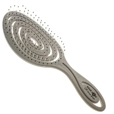 Image of Head Jog 08 Paddle Brush Flexible Soft Pin Bristles, Detangling Wet Or Dry Hair. Gentle Brushing Straw Brush. Detangle Round for Straight, Curly &amp; Wavy Hair Types. (Monochrome Collection Silver)