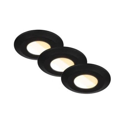 Image of Briloner Klira LED recessed light, black, Ø 9cm, IP44, set of 3