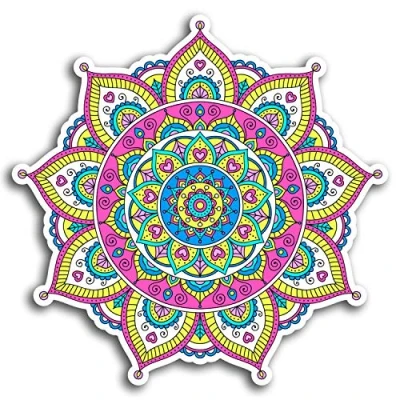 Image of 2 x 10cm Mandala Pink Indian Vinyl Stickers Sticker Laptop Luggage #19380 (10cm Wide)