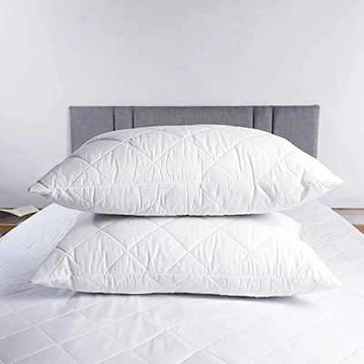 Image of Pillows 2 Pack Hotel Quality with Quilted Cover Premium Filled for Side, Stomach and Back Sleeper, Down Alternative Bed Pillow Soft Hollow Fiber