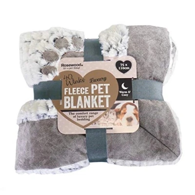 Image of Rosewood Super Soft Grey Luxury Fleece Throw Dog Blanket, Large, 71 x 105cm