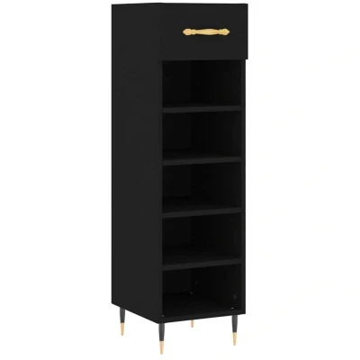 Image of vidaXL Shoe Cabinet Black 30x35x105 cm Engineered Wood
