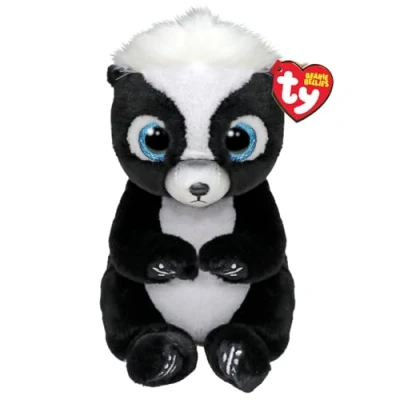Image of TY Rukus Skunk Beanie Bellies Regular 14cm Squishy Baby Soft Plush Toys Collectible Cuddly Stuffed Teddy