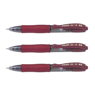 Image of Pilot Set of 5 Mini Gel Ink Rollerball Pens G2 XS7 Pixie Line 0.4 mm (0.7 Ball) Bordeauxaa
