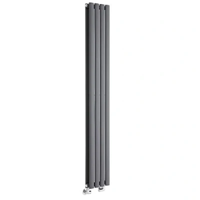 Image of Milano Aruba Anthracite Vertical Double Oval Panel Radiator 1600mm x 236mm