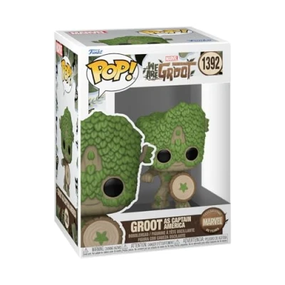 Image of Funko Pop! Marvel: WAG Captain America We Are Groot Collectable Vinyl Figure Gift Idea Official Merchandise Toys for Kids &amp; Adults TV Fans Model Collectors and Display