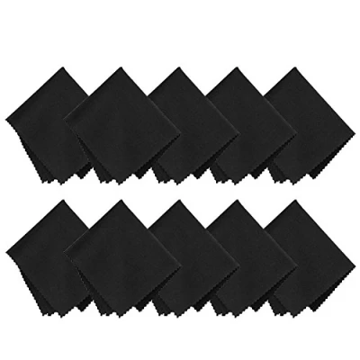 Image of Gemini_mall® 10Pcs Microfiber Cleaning Cloths for Spectacles, Sunglasses, iPads, Smartphones, Tablets, Smart TVs, Lenses, Laptops and Jewellery (Black)