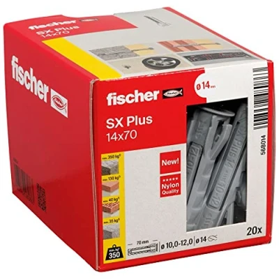 Image of fischer 568014 SX Plus Expansion Wall Plug, 14mm x 70mm, Pack of 20