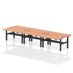Image of Air B2B 1600x800mm Height Adjustable 6P Bench Desk CP Beech/Black