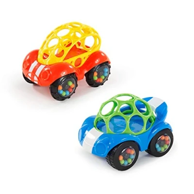 Image of Bright Starts Oball Rattle &amp; Roll Sports Race Car Toy Push and Go Vehicle, Easy Grasp, Ages 3 Months +, Random colour Blue or Red, (1 piece)