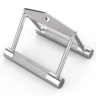 Image of Senshi Japan Cable Machine Attachments Pull Down Rope Tricep Straight Bar Stirrup Handle Row Lat Pulldown Multigym Multi Home Gym Exercise Accessories Bars (Chrome Rowing Handle)