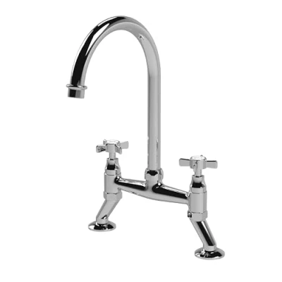 Image of Crosshead Handle Bridge Sink Mixer Tap Chrome