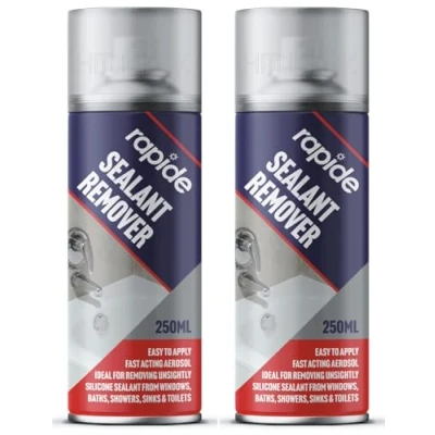 Image of 2 x 250ml SILICONE SEALANT REMOVER FAST ACTING AEROSOL SPRAY