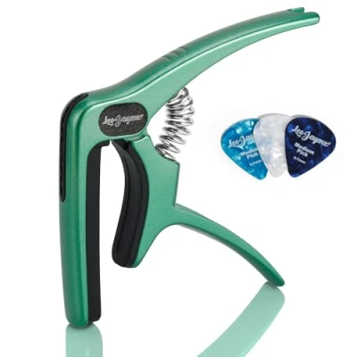 Image of Leo Jaymz Heavy Duty Guitar Capo for Acoustic/Electric Guitars, Clip made of Zinc Alloy Metal, Clamp Bass Classical Guitar, Ukulele, Mandolin,Banjo (Blackish Green)
