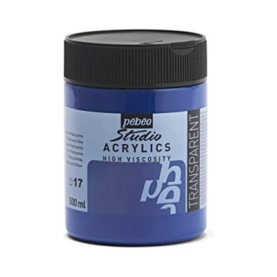 Image of PEBEO 171017 500 ml Studio Acrylic Paint, Phtalocyanine Blue