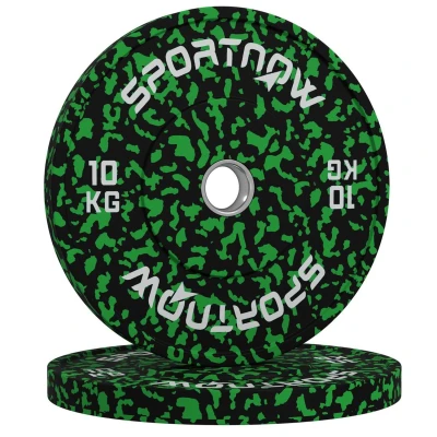 Image of SPORTNOW Olympic Weight Plates Set, Solid Rubber Bumper Weights Discs with 2&quot;/5cm Holes, for Home Gym Lifting Strength Training, 2 x 10kg